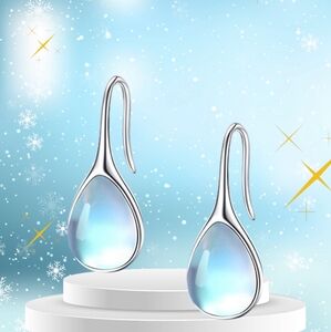 Sophisticated Sterling Silver Drop Earrings featuring Moonstone.